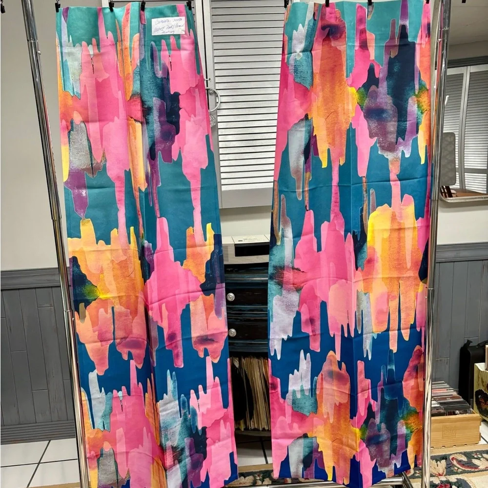Bungalow Rose Sunset Watercolor Curtain Pair Pink Blue Southwestern Print Aztec